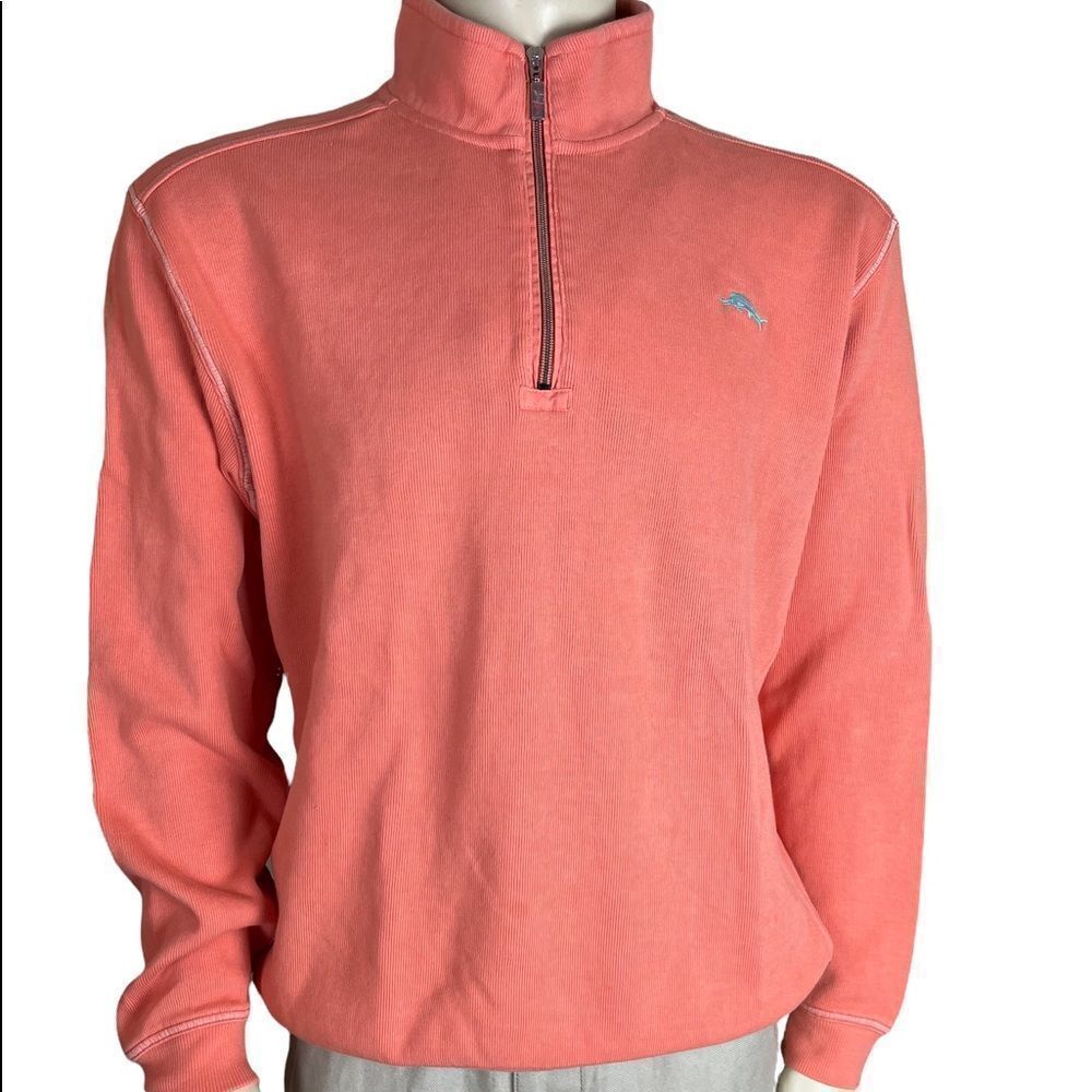 XL Tommy Bahama Relax Mock L/S Pullover with Front Zip Closure